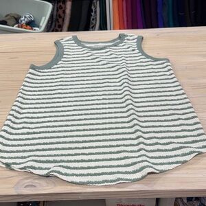 Maurices Olive Green & White Striped Cold-Shoulder Tank